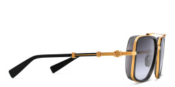 Shop BALMAIN Officier Unisex Square Sunglasses in Gold online.