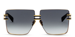 Shop BALMAIN Unisex Oversized Square Sunglasses in Black Gold online.