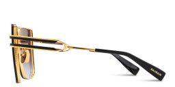 Shop BALMAIN Unisex Oversized Square Sunglasses in Black Gold online.