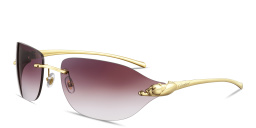 Shop Cartier Panthère de Cartier Unisex Wide Rimless Irregular Sunglasses in Gold online.