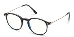 نظارة طبية بإطار دائري من توم فورد بلون أسود لامع - صورة المنتج 2