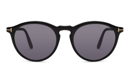 Shop TOM FORD Round Sunglasses in Shiny Black online.