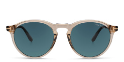 تسوق نظارة شمسية بإطار دائري توم فورد بلون بيج لامع أونلاين.