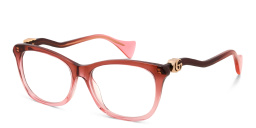 Shop GUCCI Rectangle Eyeglasses in Red online.