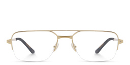 Shop Cartier Santos de Cartier Wide Half-Rim Eyeglasses in Gold online.