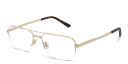 Shop Cartier Santos de Cartier Wide Half-Rim Eyeglasses in Gold online.