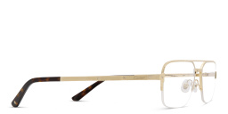 Shop Cartier Santos de Cartier Wide Half-Rim Eyeglasses in Gold online.