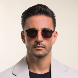 نظارة شمسية بإطار مربع من مونت بلانك بلون ذهبي - صورة المنتج 5