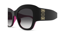 Shop Cartier Signature 'C'de Cartier Cat-Eye Sunglasses in Black On Pink online.