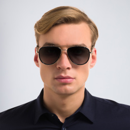 Shop DAVID BECKHAM Aviator Sunglasses in Gold Black online.