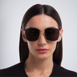 Shop GUCCI Square Sunglasses in Gold online.