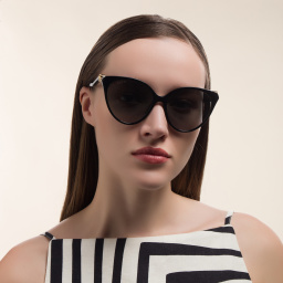 Shop GUCCI Cat Eye Sunglasses in Black online.