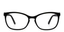 Shop JIMMY CHOO Rectangle Eyeglasses in Black Dark Ruthenium online.