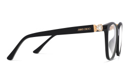 Shop JIMMY CHOO Wide Square Eyeglasses in Black online.