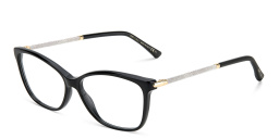 Shop JIMMY CHOO Rectangle Eyeglasses in Black online.