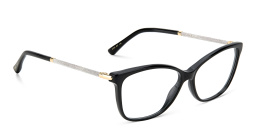 Shop JIMMY CHOO Rectangle Eyeglasses in Black online.
