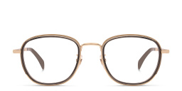 Shop DAVID BECKHAM Square Eyeglasses in Gold Grey online.