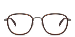 Shop DAVID BECKHAM Square Eyeglasses in Dark Ruthenium Brown online.