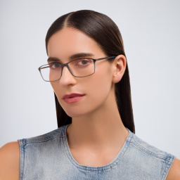 Shop Silhouette Rectangle Eyeglasses in Blue online.
