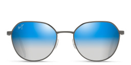 Maui Jim Hukilau 845 Unisex Round Sunglasses in Silver – Product Photo 1