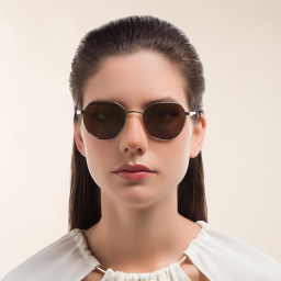 Maui Jim Hukilau 845 Unisex Round Sunglasses in Gold – Product Photo 5