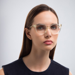Shop BURBERRY Square Eyeglasses in Yellow online.