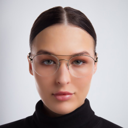 BVLGARI Half Rim Round Eyeglasses in Pale Gold – Product Photo 4