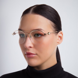 BVLGARI Half Rim Round Eyeglasses in Pale Gold – Product Photo 5