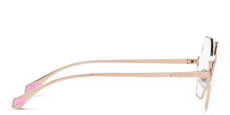 Shop BVLGARI Wide Irregular Eyeglasses in Pink Gold online.
