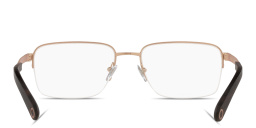 Shop BVLGARI Wide Half-Rim Rectangle Eyeglasses in Pink Gold online.