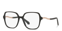 Shop BVLGARI Serpenti Oversized Square Eyeglasses in Black online.