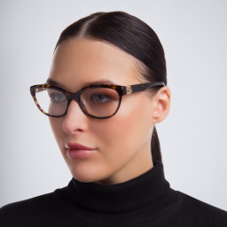 Dolce & Gabbana Wide Cat Eye Eyeglasses in Havana – Product Photo 5