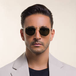 تسوق نظارات شمسية إيلون بإطار غير منتظم للجنسين راي بان بلون ذهبي أونلاين.