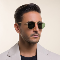 تسوق نظارات شمسية إيلون بإطار غير منتظم للجنسين راي بان بلون ذهبي أونلاين.