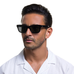 Shop Ray-Ban Mr Burbank Rectangle Sunglasses in Black online.