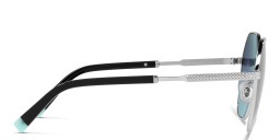 نظارات شمسية كبيرة الحجم بإطار غير منتظم من تيفاني أند كو بلون فضي - صورة المنتج 3