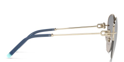 Shop TIFFANY Half-Rim Round Sunglasses in Pale Gold online.