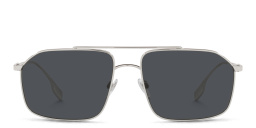Shop BURBERRY Rectangle Sunglasses in Silver online.
