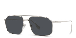 Shop BURBERRY Rectangle Sunglasses in Silver online.