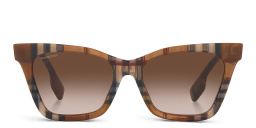 BURBERRY Cat Eye Sunglasses in Check Brown – Product Photo 1