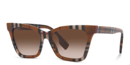 Shop BURBERRY Cat-Eye Sunglasses in Check Brown online.