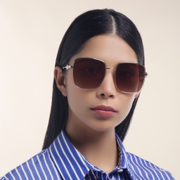 نظارة شمسية بإطار مربع من بولغري بلون ذهبي فاتح - صورة المنتج 5