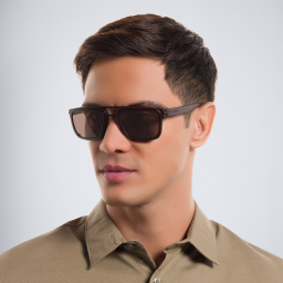 BVLGARI Rectangle Sunglasses in Brown – Product Photo 6