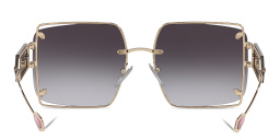 Shop BVLGARI Rimless Square Sunglasses in Rose Gold online.