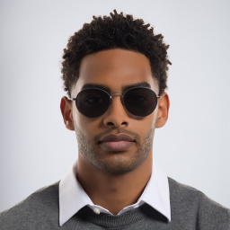 Shop GIORGIO ARMANI Round Sunglasses in Matte Gunmetal online.