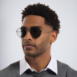 Shop GIORGIO ARMANI Round Sunglasses in Matte Gunmetal online.