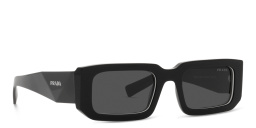 Shop PRADA Rectangle Sunglasses in Black online.