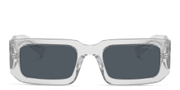 PRADA Logo Rectangle Sunglasses in Transparent Grey – Product Photo 1