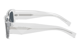 PRADA Logo Rectangle Sunglasses in Transparent Grey – Product Photo 3