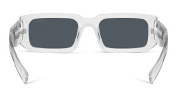 PRADA Logo Rectangle Sunglasses in Transparent Grey – Product Photo 4
